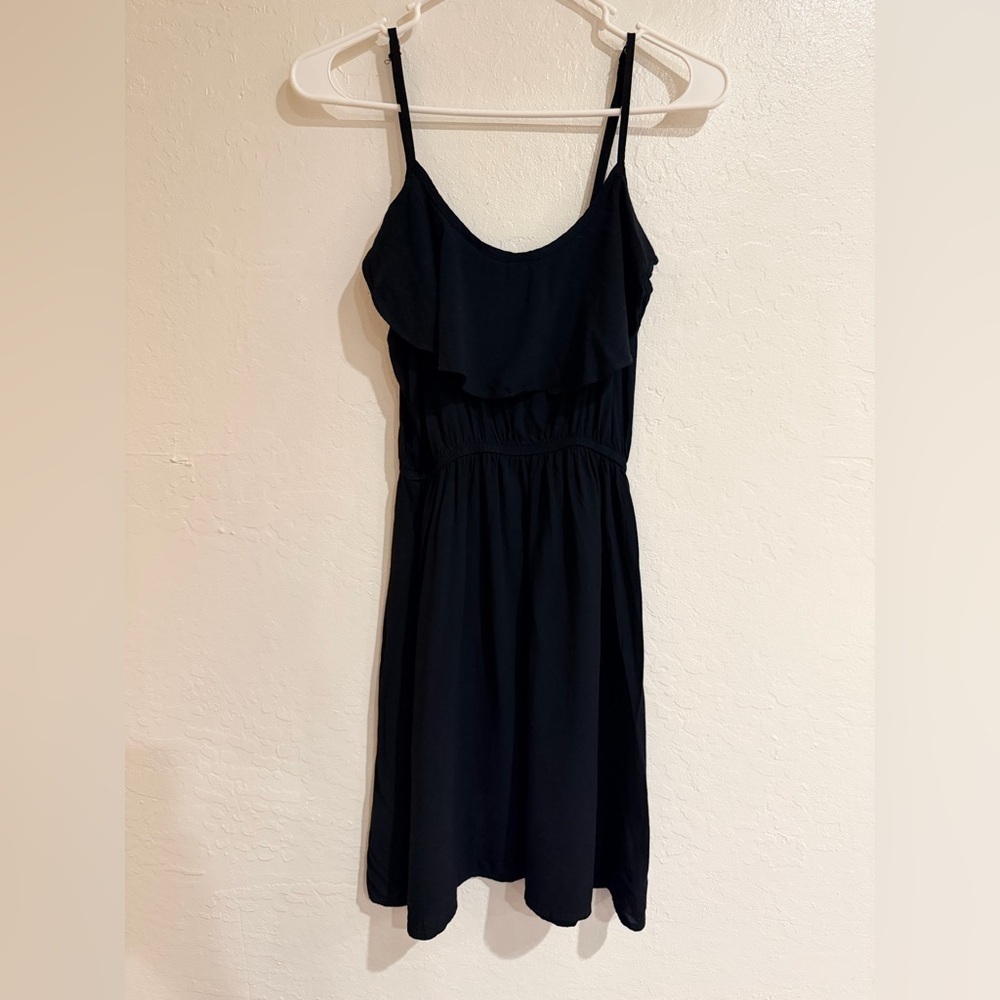 Cotton On Black Ruffled Adjustable Spaghettj Strap Sleeveless Dress size XS